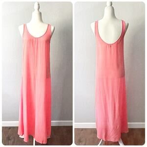 J. Crew Peach Pink 100% Silk Scoop Neck Maxi Dress women's size XS
